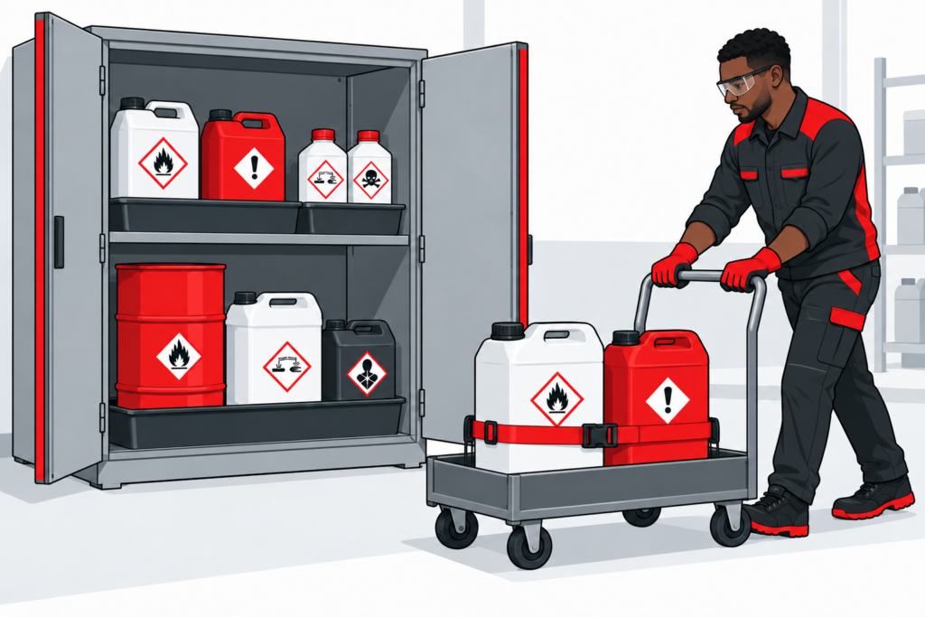 Produits chimiques, sécurisez le stockage et le transport dans votre entreprise